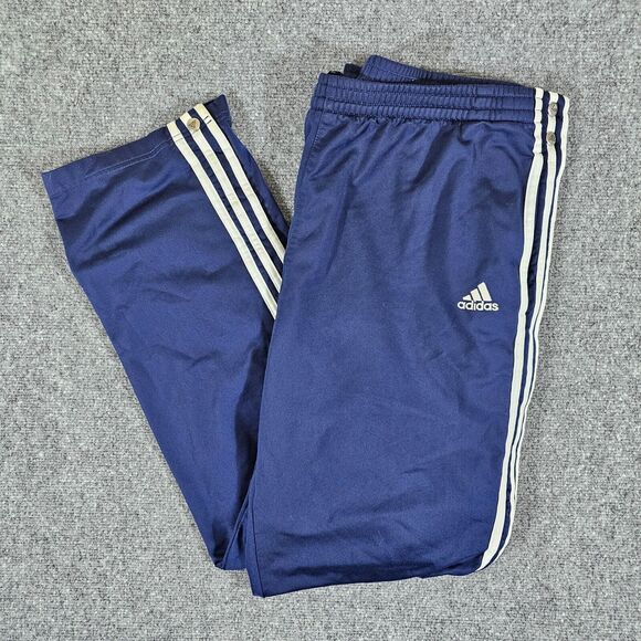 Y2K Adidas "Team Tag" Tear Away Baggy Track Pants Dark Blue Mens Size Large Tall - Picture 1 of 11